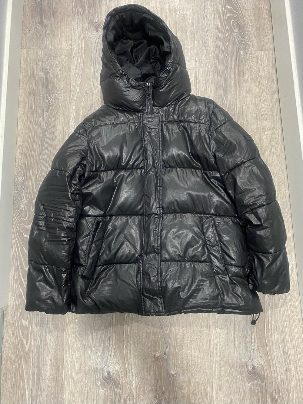 New York style Black Puffer Jacket with Hood